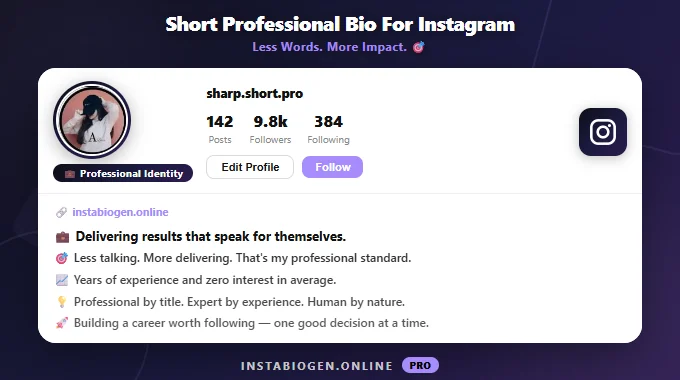 Short Professional Bio For Instagram